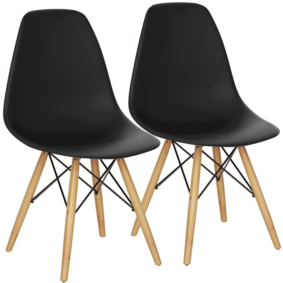 Set of 2 Mid-Century Modern DSW Dining Side Chair, Black Dining Chairs   at Gallery Canada