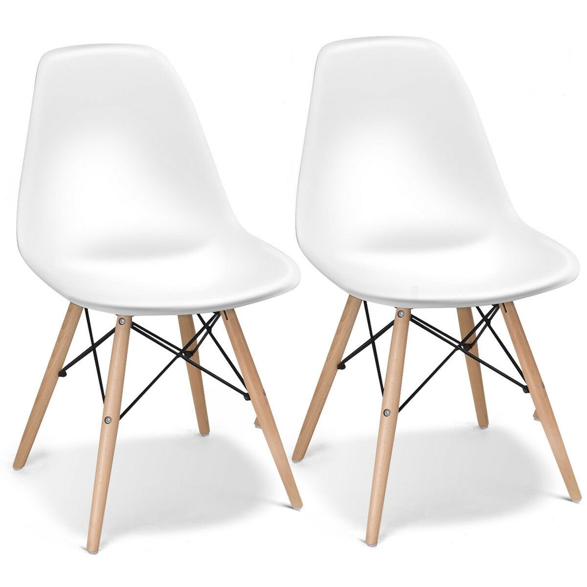 Set of 2 Mid-Century Modern DSW Dining Side Chair, White Dining Chairs   at Gallery Canada