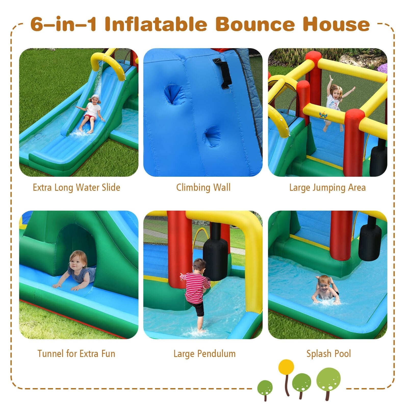 Slide Water Park Climbing Bouncer Pendulum Chunnel Game without Air-blower Bounce House   at Gallery Canada