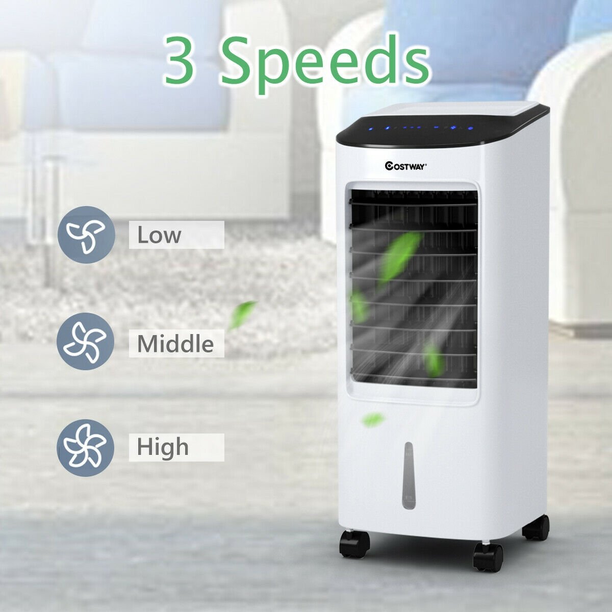 Evaporative Portable Air Cooler Fan Humidifier with Remote Control for Home and Office, Black & White Air Coolers   at Gallery Canada