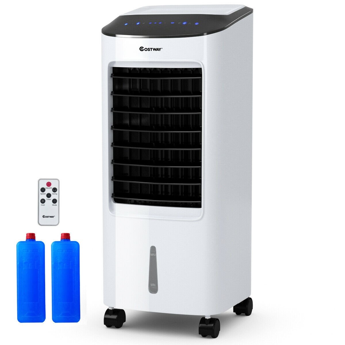 Evaporative Portable Air Cooler Fan Humidifier with Remote Control for Home and Office, Black & White Air Coolers   at Gallery Canada