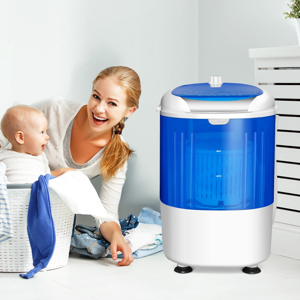 5.5 lbs Portable Semi Auto Washing Machine for Small Space, Blue Washing Machines   at Gallery Canada