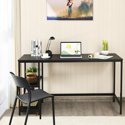 47"/55" Computer Desk Office Study Table Workstation Home with Adjustable Shelf Black-L - Gallery Canada