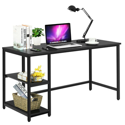 47"/55" Computer Desk Office Study Table Workstation Home with Adjustable Shelf Black-L - Gallery Canada