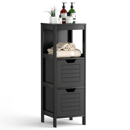 Bathroom Wooden Floor Cabinet Multifunction Storage Rack Stand Organizer, Black Floor Cabinets   at Gallery Canada