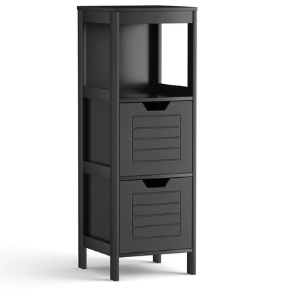 Bathroom Wooden Floor Cabinet Multifunction Storage Rack Stand Organizer, Black Floor Cabinets   at Gallery Canada