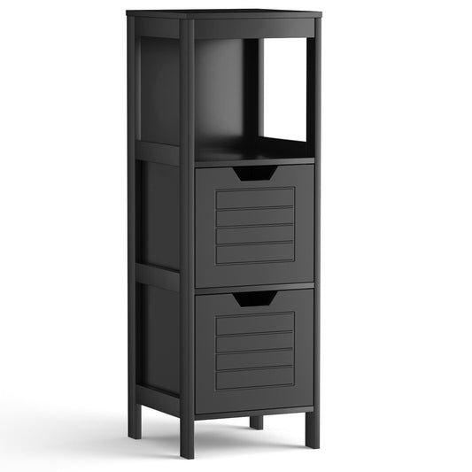 Bathroom Wooden Floor Cabinet Multifunction Storage Rack Stand Organizer, Black - Gallery Canada