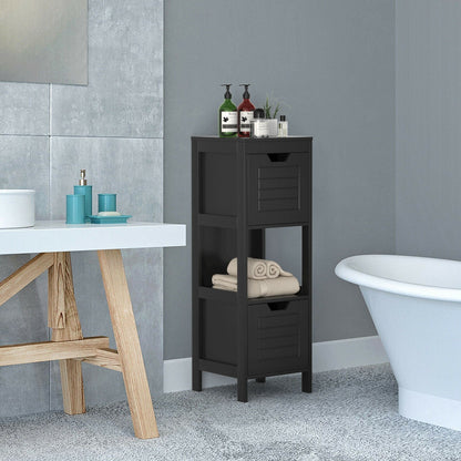 Bathroom Wooden Floor Cabinet Multifunction Storage Rack Stand Organizer, Black Floor Cabinets   at Gallery Canada