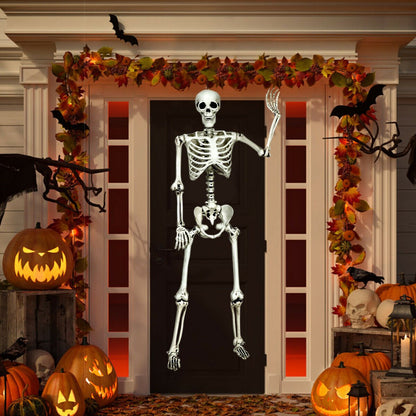 5.4 Feet Halloween Skeleton Life Size Realistic Full Body Hanging, White - Gallery Canada