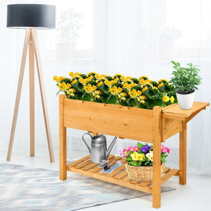 Elevated Planter Box Kit with 8 Grids and Folding Tabletop, Natural - Gallery Canada