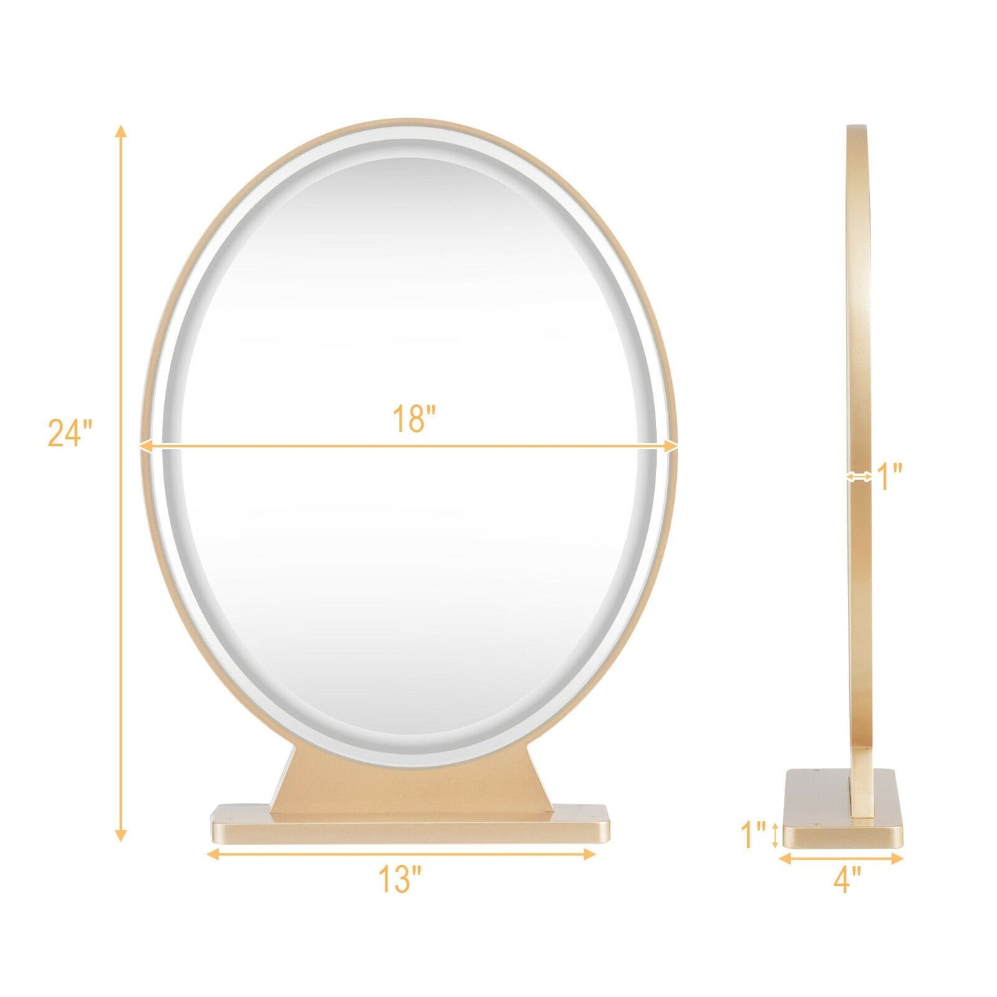 Hollywood Vanity Lighted Makeup Mirror Remote Control 4 Color Dimming, Golden - Gallery Canada