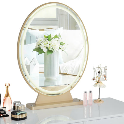 Hollywood Vanity Lighted Makeup Mirror Remote Control 4 Color Dimming, Golden - Gallery Canada