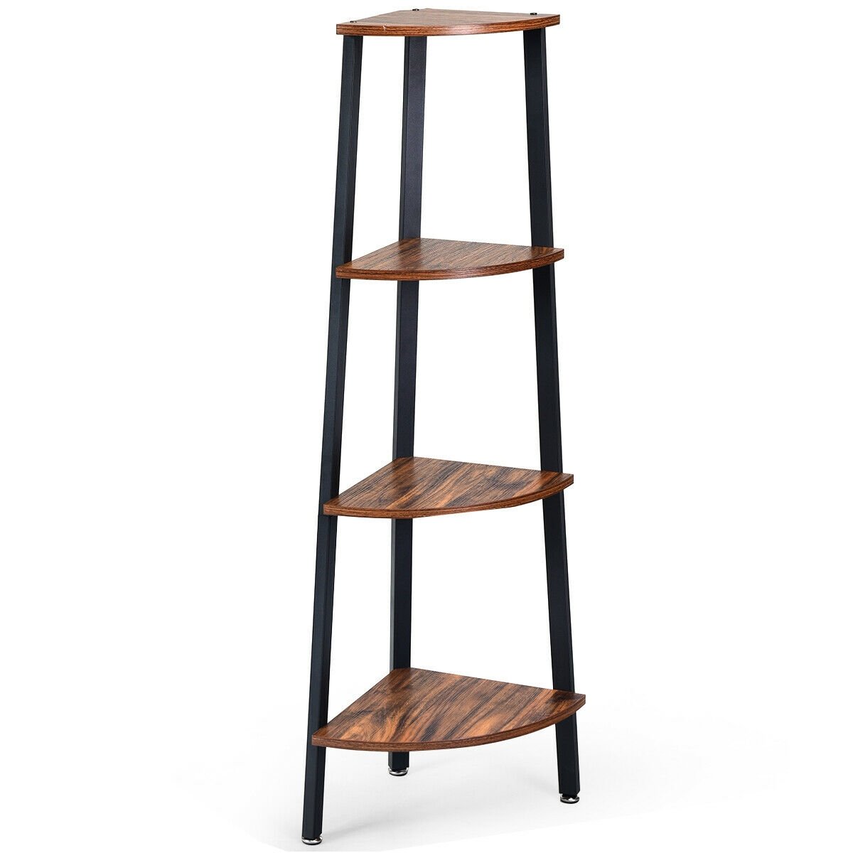 4-Tier Corner Shelf Metal Storage Rack Domestic Bookcase, Black Bookcases   at Gallery Canada