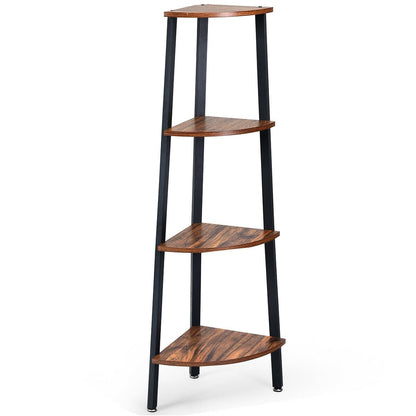 4-Tier Corner Shelf Metal Storage Rack Domestic Bookcase, Black Bookcases   at Gallery Canada