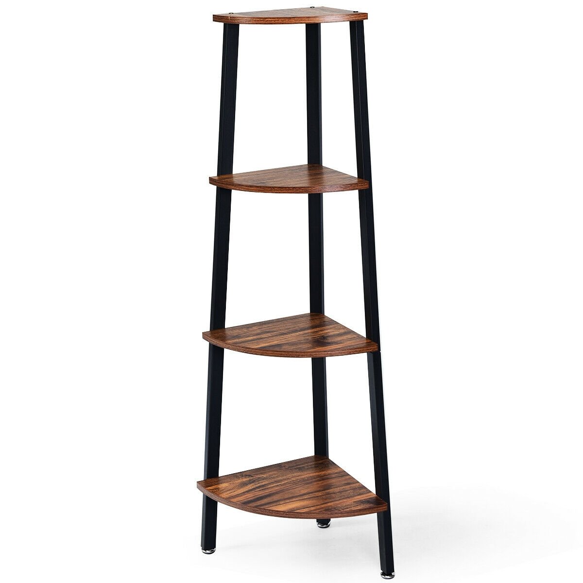 4-Tier Corner Shelf Metal Storage Rack Domestic Bookcase, Black Bookcases   at Gallery Canada