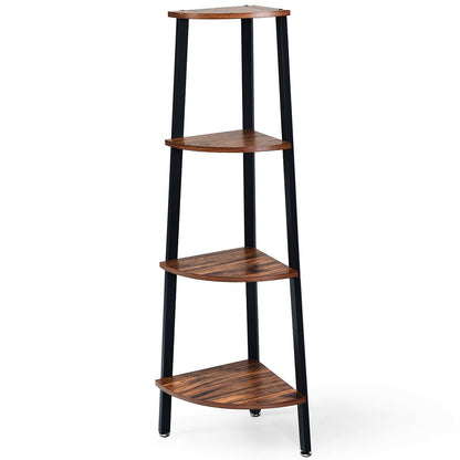 4-Tier Corner Shelf Metal Storage Rack Domestic Bookcase, Black Bookcases   at Gallery Canada