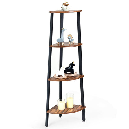 4-Tier Corner Shelf Metal Storage Rack Domestic Bookcase, Black Bookcases   at Gallery Canada