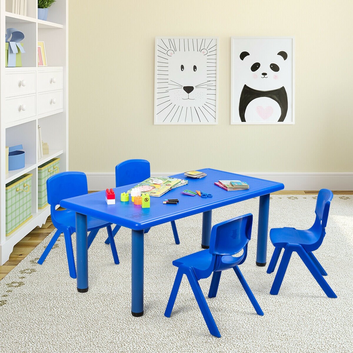 Kids Plastic Rectangular Learn and Play Table, Blue Kids Table & Chair Sets   at Gallery Canada