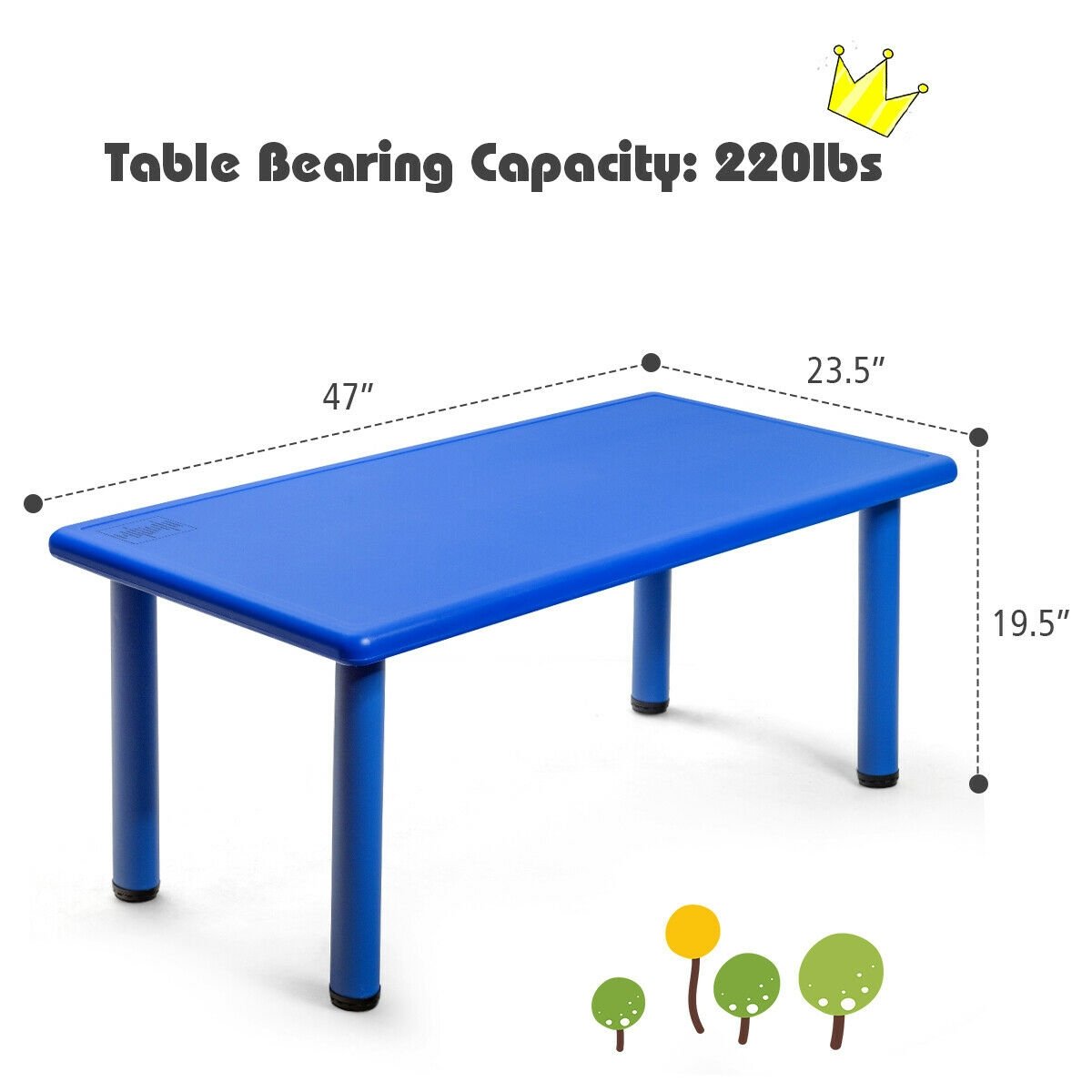 Kids Plastic Rectangular Learn and Play Table, Blue Kids Table & Chair Sets   at Gallery Canada