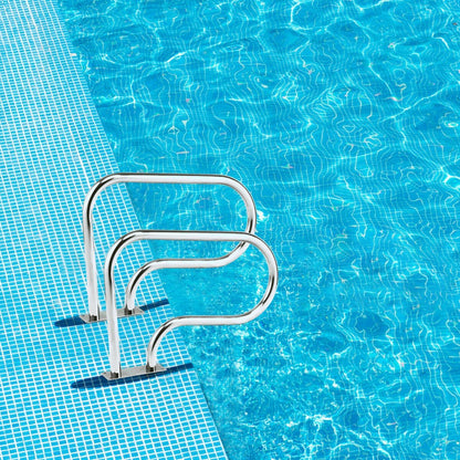 Stainless Steel Swimming Pool Hand Rail with Base Plate, Silver Swimming Pools   at Gallery Canada