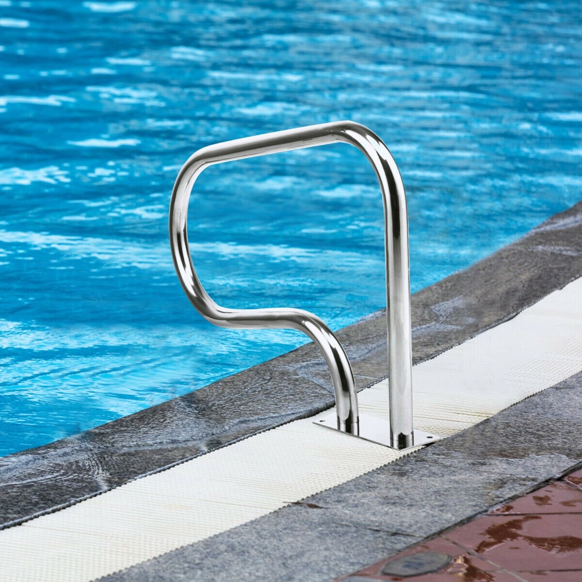 Stainless Steel Swimming Pool Hand Rail with Base Plate, Silver Swimming Pools   at Gallery Canada