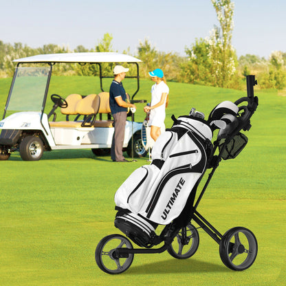 Folding 3 Wheels Golf Push Cart with Brake Scoreboard Adjustable Handle, Gray Golf   at Gallery Canada