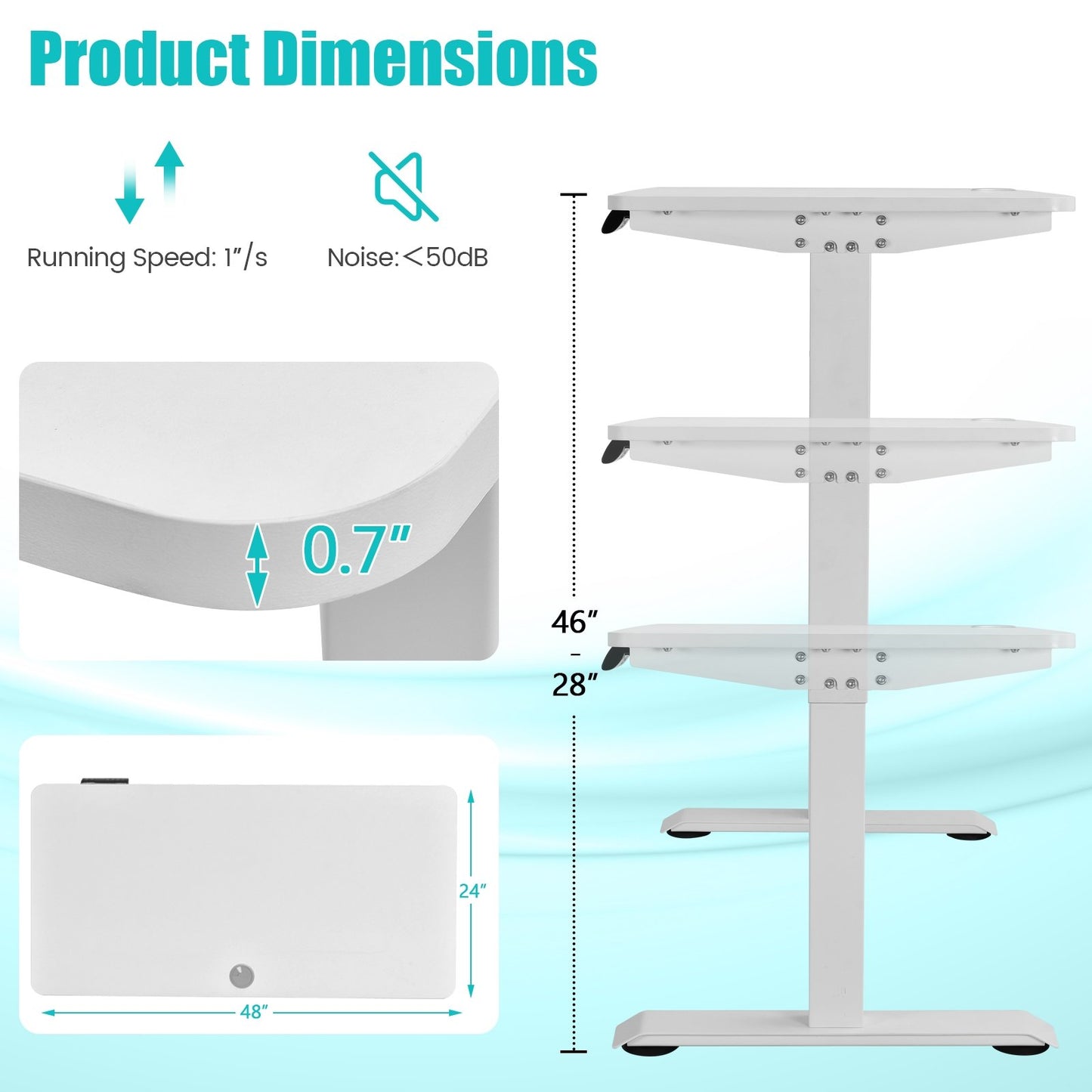 Electric Height Adjustable Standing Desk with Memory Controller, White - Gallery Canada