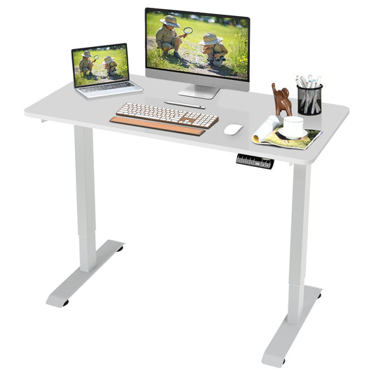 Electric Height Adjustable Standing Desk with Memory Controller, White - Gallery Canada