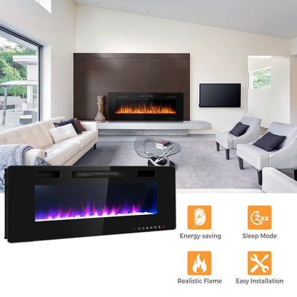 60 Inch Ultra Thin Electric Fireplace with 2 Heat Settings, Black - Gallery Canada