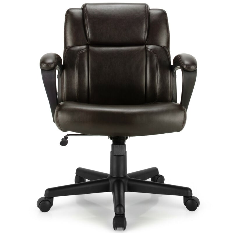 Adjustable Leather Executive Office Chair Computer Desk Chair with Armrest, Brown Executive Chairs   at Gallery Canada