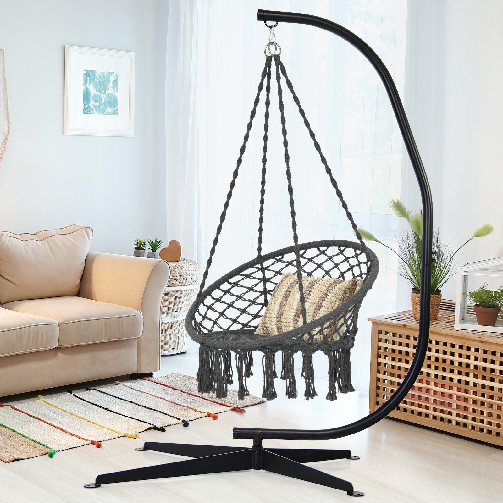 Solid Steel C Hammock Frame Stand, Black Hammocks   at Gallery Canada