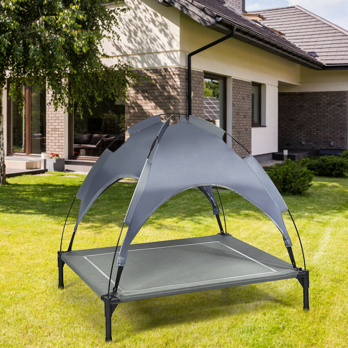 Portable Elevated Outdoor Pet Bed with Removable Canopy Shade-36 Inch, Dark Gray Dog Supplies at Gallery Canada