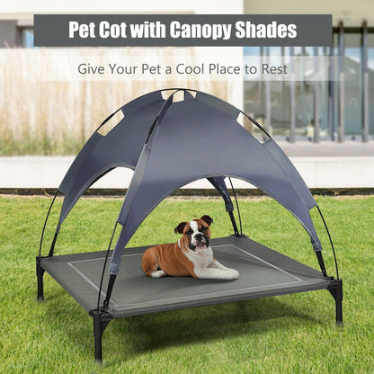 Portable Elevated Outdoor Pet Bed with Removable Canopy Shade-36 Inch, Dark Gray Dog Supplies   at Gallery Canada