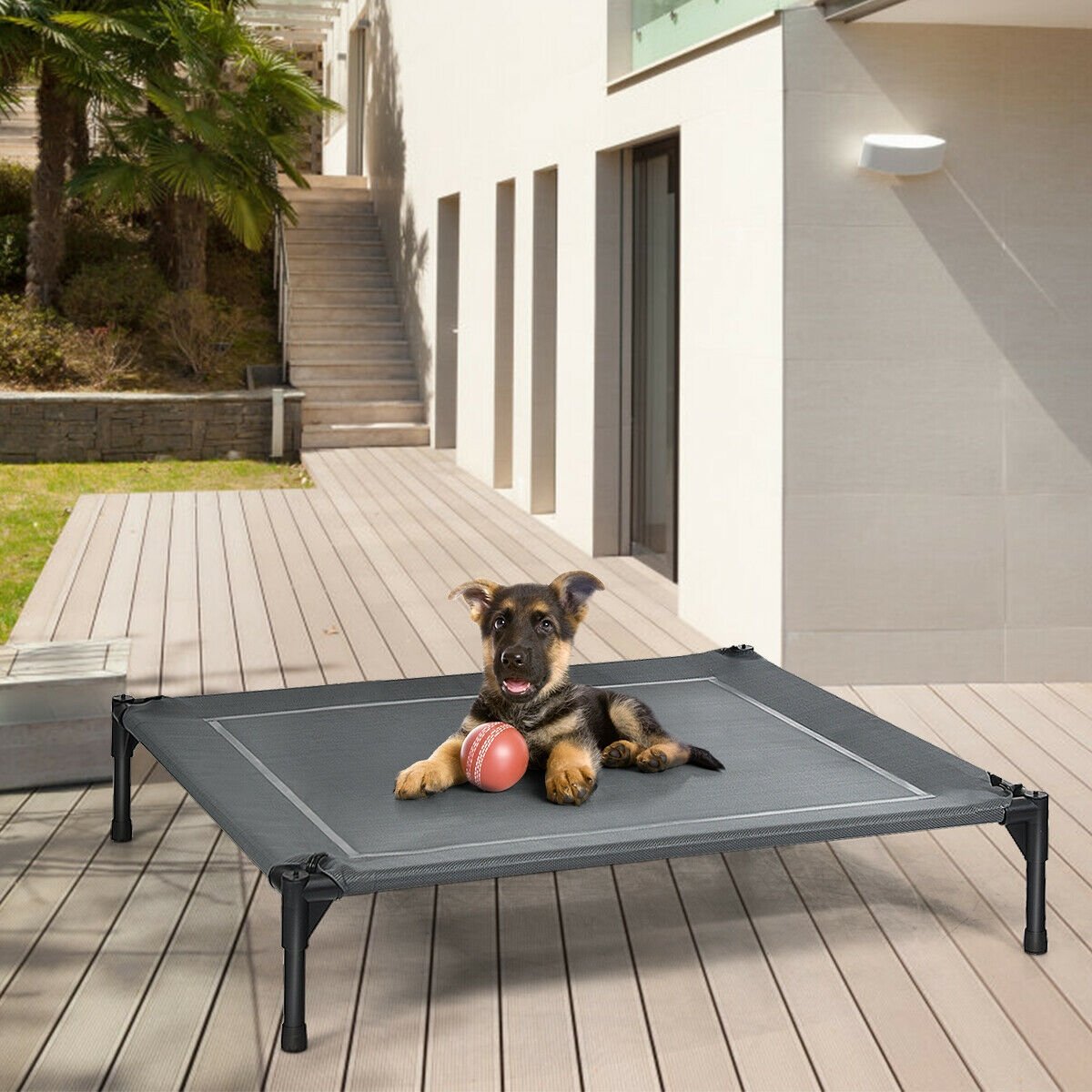 Portable Elevated Outdoor Pet Bed with Removable Canopy Shade-36 Inch, Dark Gray Dog Supplies   at Gallery Canada