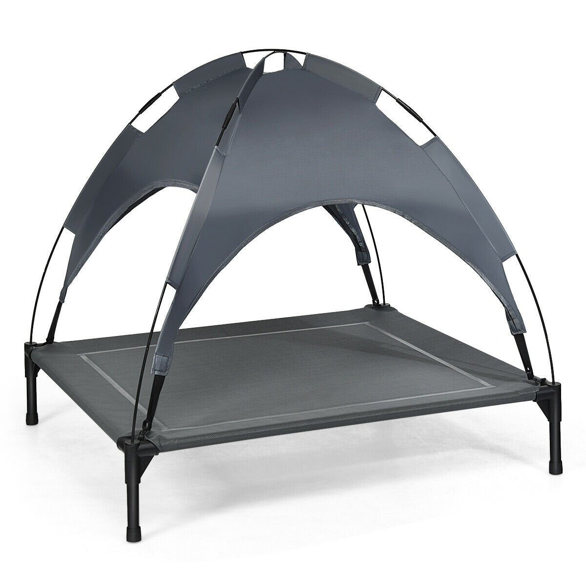 Portable Elevated Outdoor Pet Bed with Removable Canopy Shade-36 Inch, Dark Gray Dog Supplies   at Gallery Canada