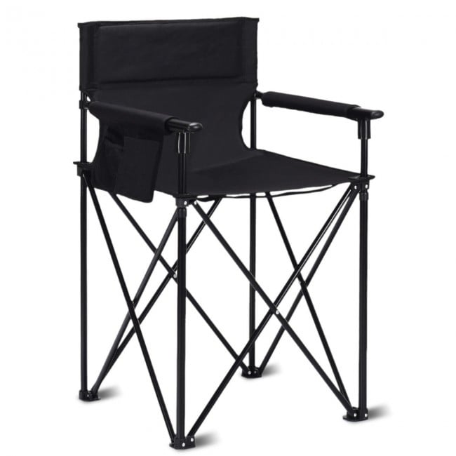 Portable 38 Inch Oversized High Camping Fishing Folding Chair, Black Camping Furniture   at Gallery Canada