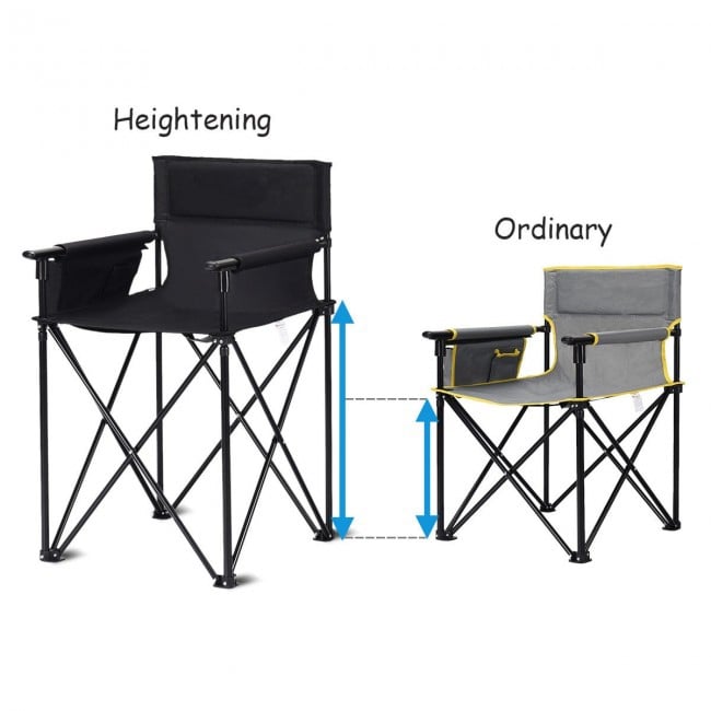 Portable 38 Inch Oversized High Camping Fishing Folding Chair, Black Camping Furniture   at Gallery Canada