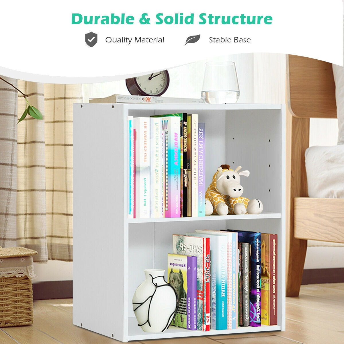 2-Layer Multifunctional Furniture Display Cabinet with Large Capacity Storage Space, White Bookcases at Gallery Canada