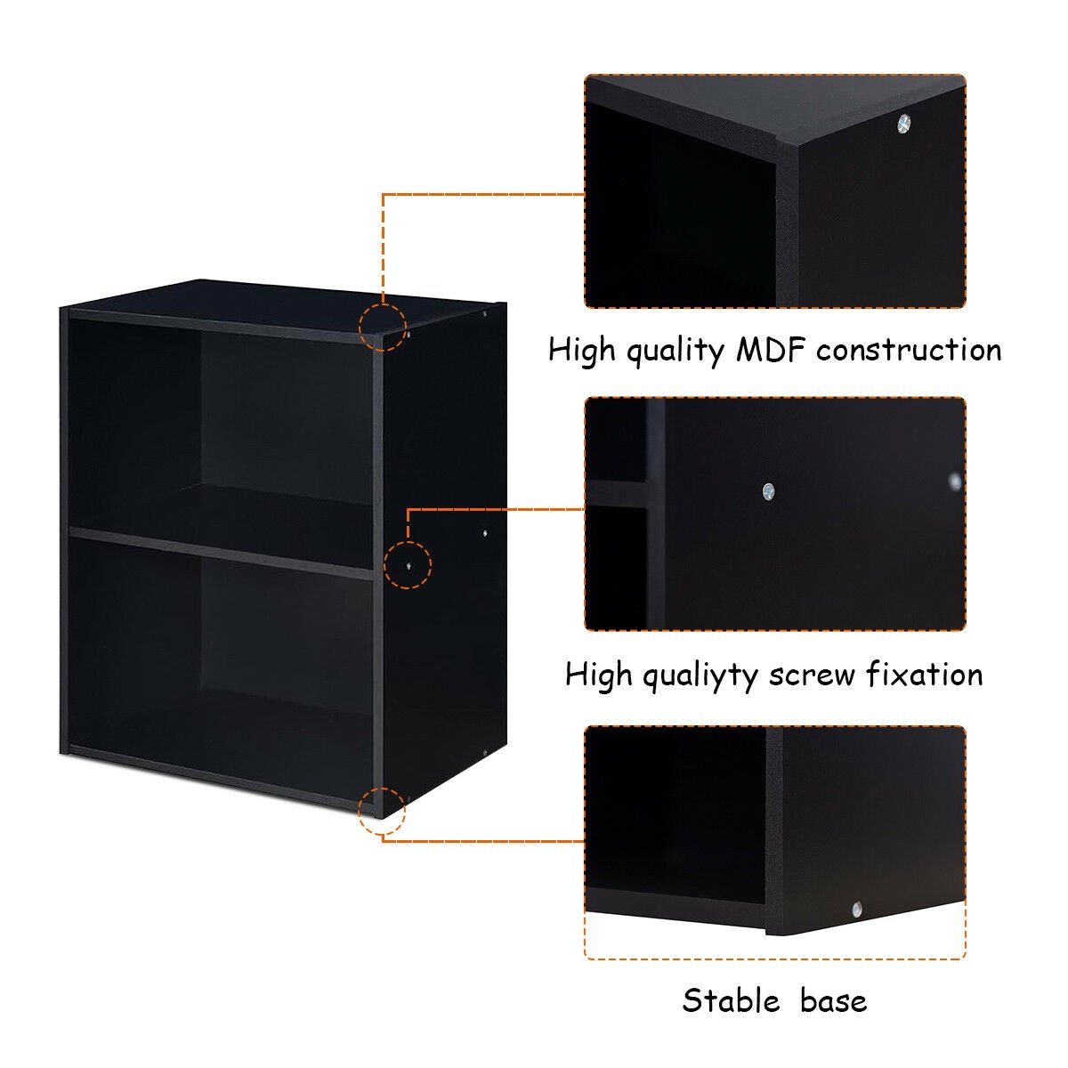 2-Layer Multifunctional Furniture Display Cabinet with Large Capacity Storage Space, Black Bookcases   at Gallery Canada