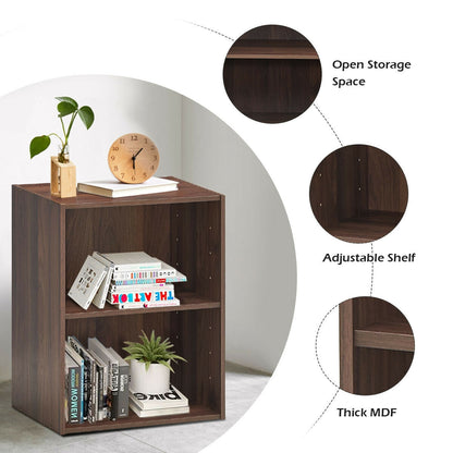 2-Layer Multifunctional Furniture Display Cabinet with Large Capacity Storage Space, Walnut Bookcases at Gallery Canada