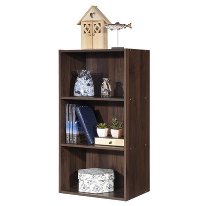 3 Open Shelf Bookcase Modern Storage Display Cabinet, Walnut Bookcases   at Gallery Canada