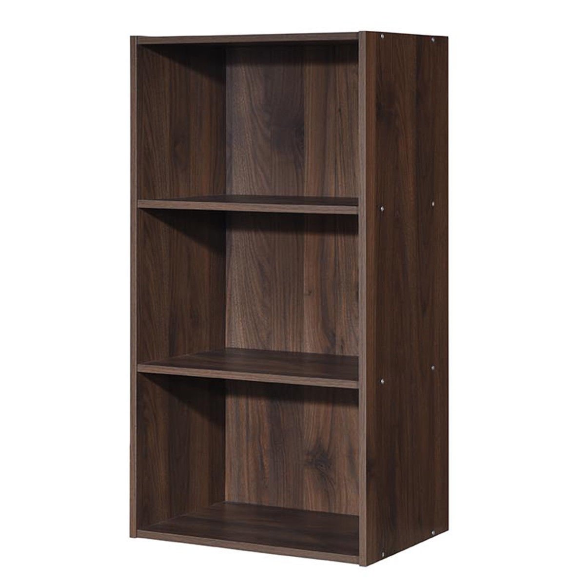 3 Open Shelf Bookcase Modern Storage Display Cabinet, Walnut Bookcases Walnut  at Gallery Canada