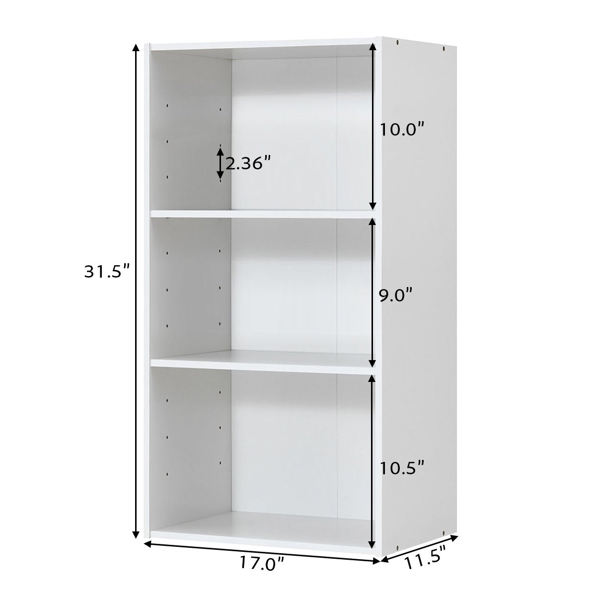 3 Open Shelf Bookcase Modern Storage Display Cabinet, White Bookcases   at Gallery Canada