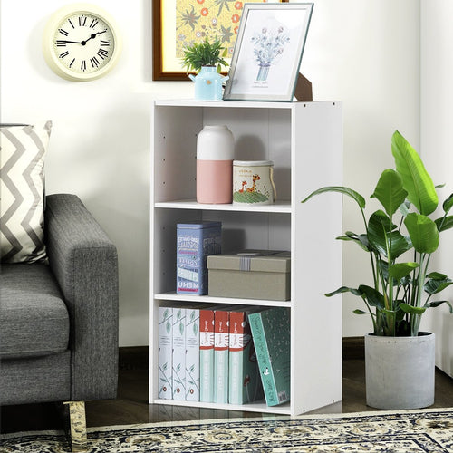 3 Open Shelf Bookcase Modern Storage Display Cabinet, White