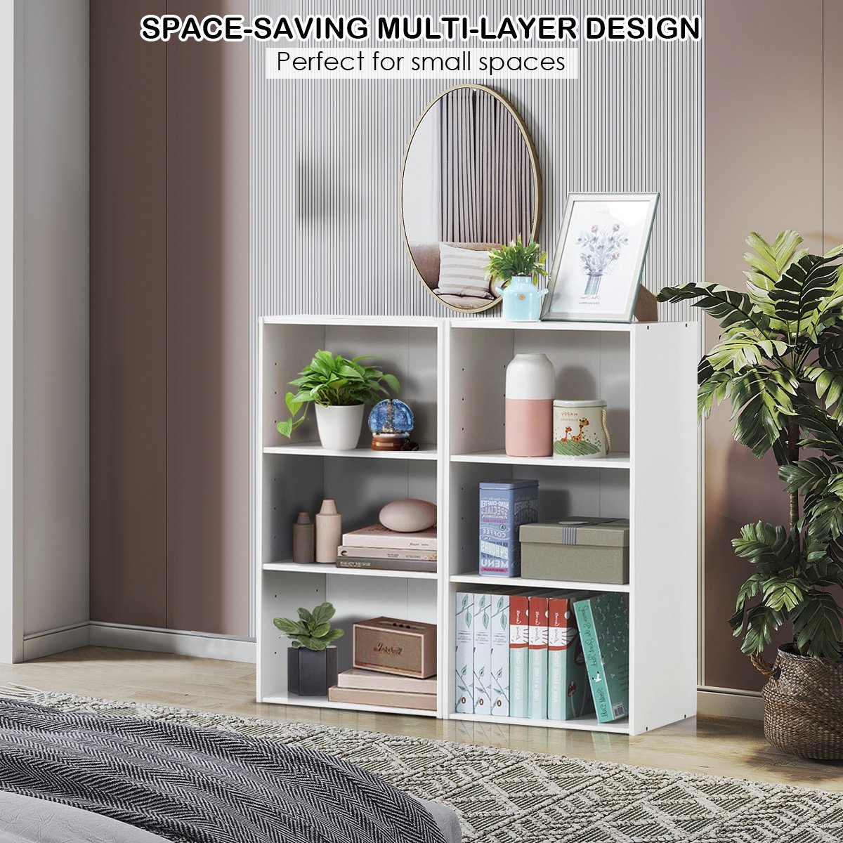 3 Open Shelf Bookcase Modern Storage Display Cabinet, White Bookcases   at Gallery Canada