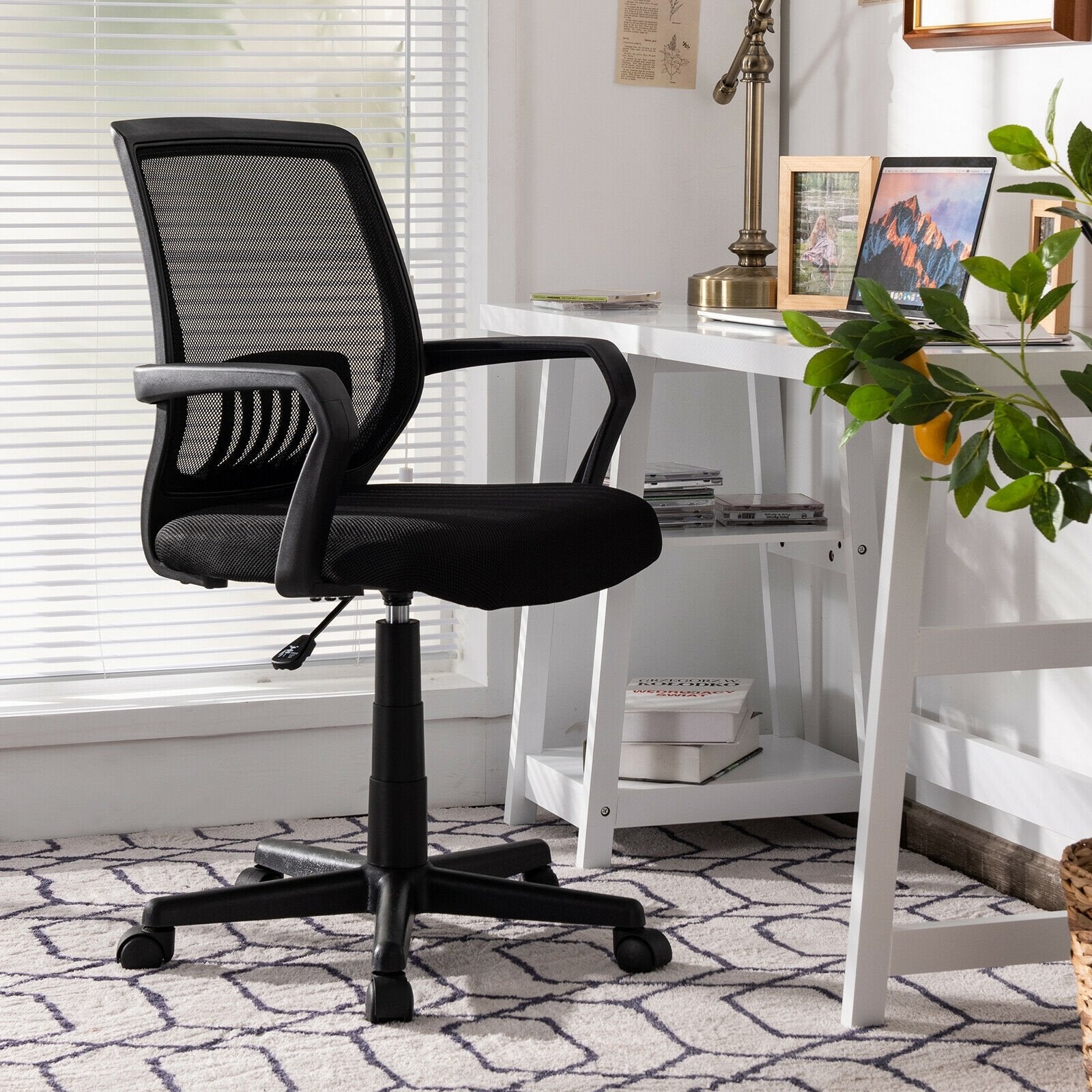 Mid-Back Mesh Height Adjustable Executive Chair with Lumbar Support, Black Mesh Chairs   at Gallery Canada