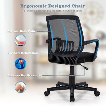 Mid-Back Mesh Height Adjustable Executive Chair with Lumbar Support, Black Mesh Chairs   at Gallery Canada