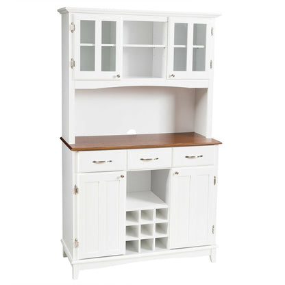 Wood Buffet Hutch Cabinet with 3 Large Drawers, White Sideboards Cabinets & Buffets   at Gallery Canada