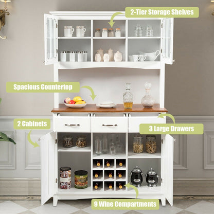 Wood Buffet Hutch Cabinet with 3 Large Drawers, White Sideboards Cabinets & Buffets   at Gallery Canada