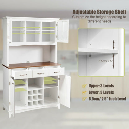 Wood Buffet Hutch Cabinet with 3 Large Drawers, White Sideboards Cabinets & Buffets   at Gallery Canada